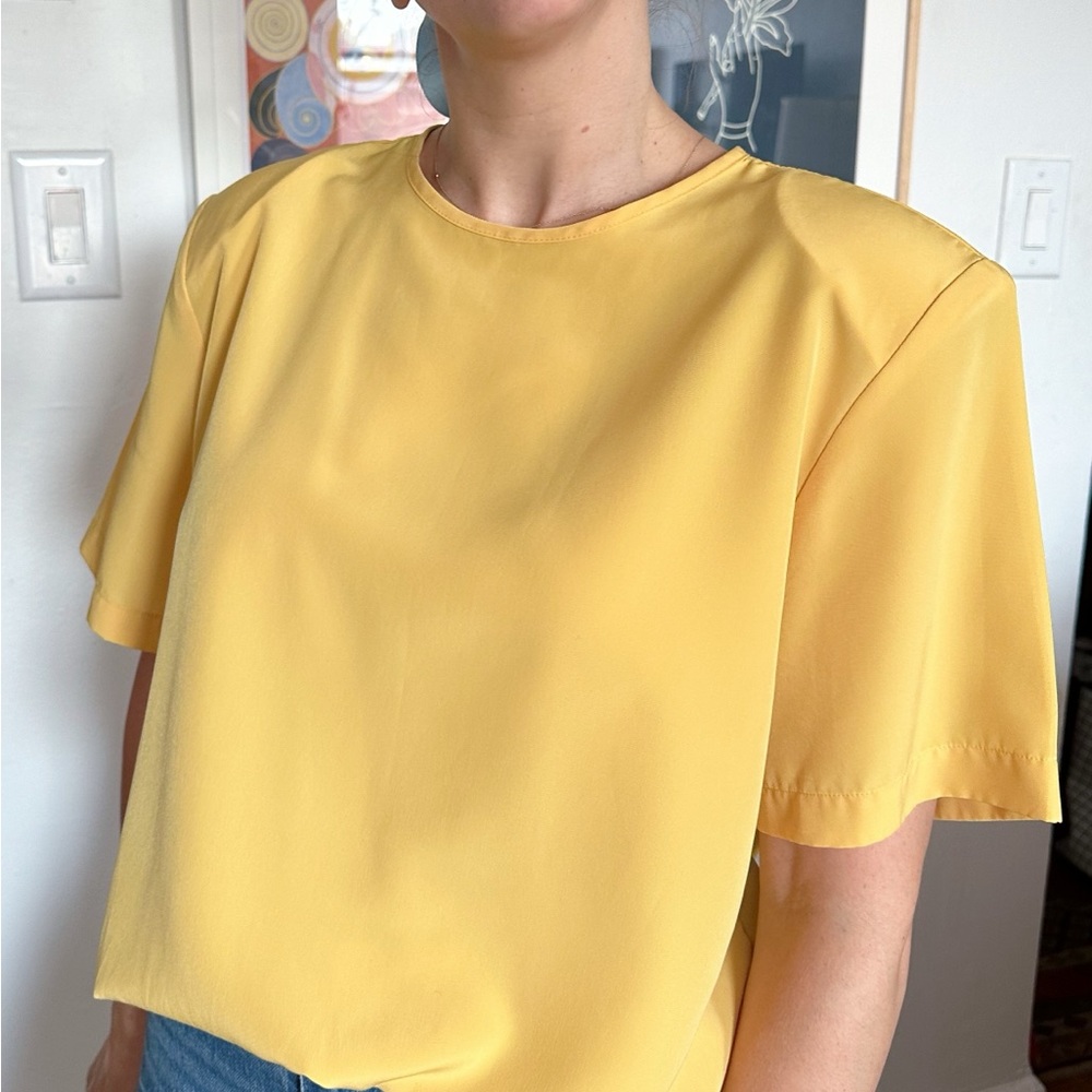 Vintage Yellow Short Sleeve Blouse